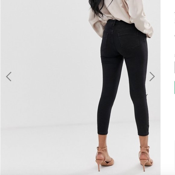 ASOS Petite High Waist Skinny w/Ripped Knees - Picture 2 of 9